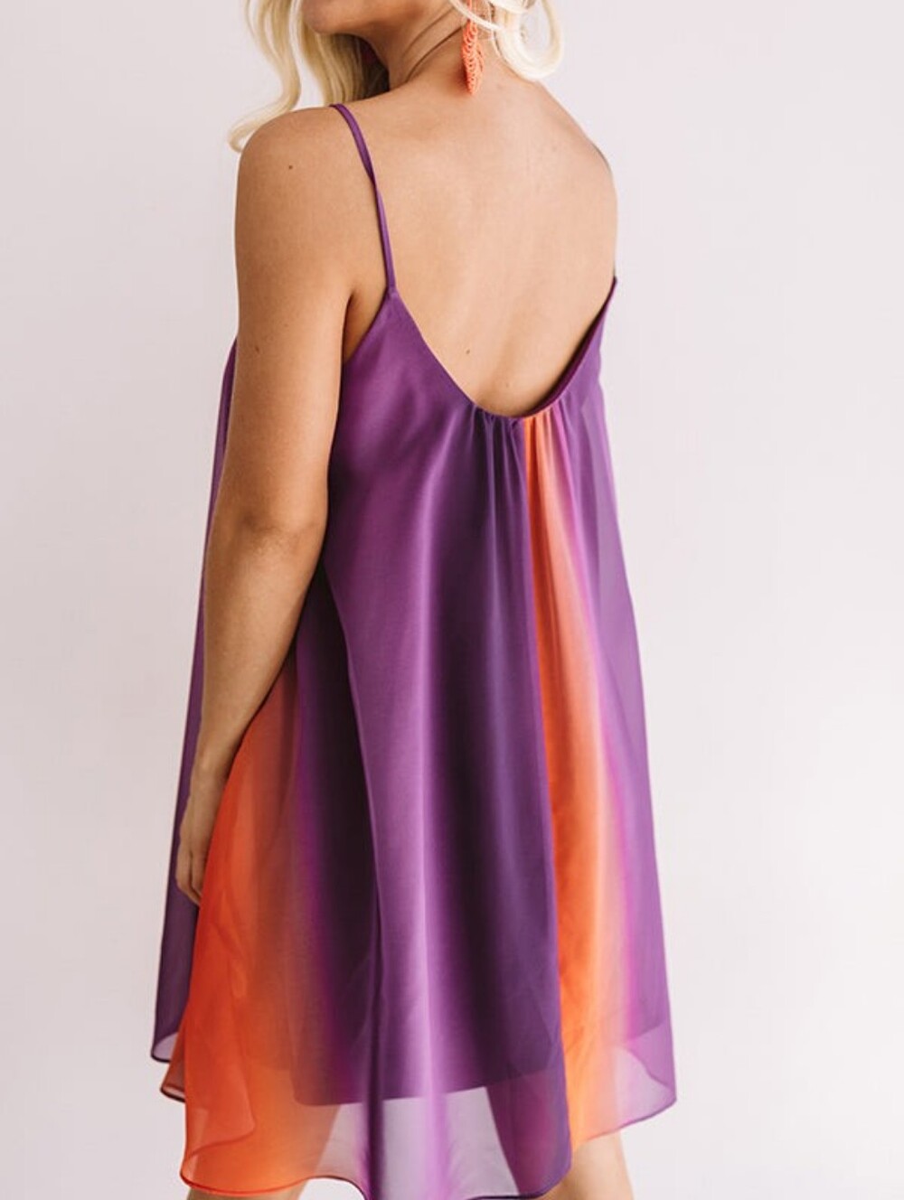 Adrienne Orange Sheer Spaghetti-Strap Dress - Picture 5 of 8